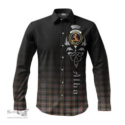 ScotsTee Shop Scottish Sutherland Weathered Clan Crest Tartan Alba Gu Brath Celtic Inspired Tartan Long Sleeve Shirt