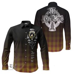 ScotsTee Shop Scottish MacMillan Dress Clan Crest Tartan Alba Gu Brath Celtic Inspired Tartan Long Sleeve Shirt