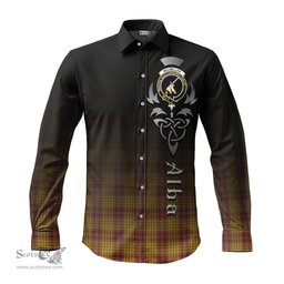 ScotsTee Shop Scottish MacMillan Dress Clan Crest Tartan Alba Gu Brath Celtic Inspired Tartan Long Sleeve Shirt