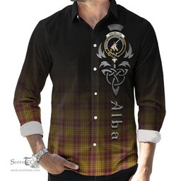 ScotsTee Shop Scottish MacMillan Dress Clan Crest Tartan Alba Gu Brath Celtic Inspired Tartan Long Sleeve Shirt