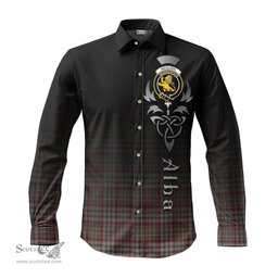 ScotsTee Shop Scottish Nicolson Hunting Weathered Clan Crest Tartan Alba Gu Brath Celtic Inspired Tartan Long Sleeve Shirt