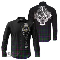 ScotsTee Shop Scottish Morrison Modern Clan Crest Tartan Alba Gu Brath Celtic Inspired Tartan Long Sleeve Shirt