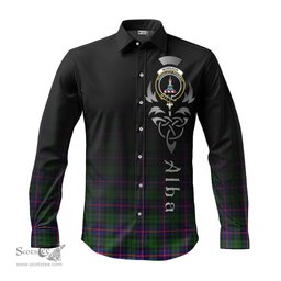 ScotsTee Shop Scottish Morrison Modern Clan Crest Tartan Alba Gu Brath Celtic Inspired Tartan Long Sleeve Shirt