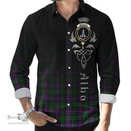 ScotsTee Shop Scottish Morrison Modern Clan Crest Tartan Alba Gu Brath Celtic Inspired Tartan Long Sleeve Shirt
