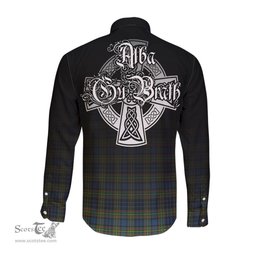 ScotsTee Shop Scottish MacLellan Ancient Clan Crest Tartan Alba Gu Brath Celtic Inspired Tartan Long Sleeve Shirt