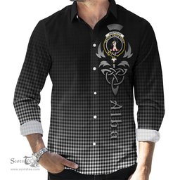 ScotsTee Shop Scottish Shepherd Clan Crest Tartan Alba Gu Brath Celtic Inspired Tartan Long Sleeve Shirt