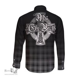 ScotsTee Shop Scottish MacLean Black and White Clan Crest Tartan Alba Gu Brath Celtic Inspired Tartan Long Sleeve Shirt