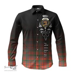 ScotsTee Shop Scottish Munro Ancient Clan Crest Tartan Alba Gu Brath Celtic Inspired Tartan Long Sleeve Shirt