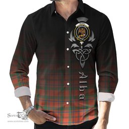 ScotsTee Shop Scottish Munro Ancient Clan Crest Tartan Alba Gu Brath Celtic Inspired Tartan Long Sleeve Shirt