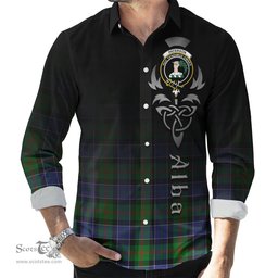 ScotsTee Shop Scottish Paterson Clan Crest Tartan Alba Gu Brath Celtic Inspired Tartan Long Sleeve Shirt