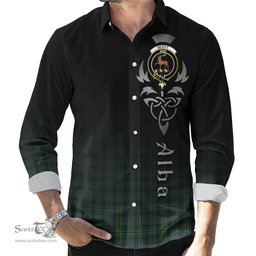 ScotsTee Shop Scottish Scott Hunting Clan Crest Tartan Alba Gu Brath Celtic Inspired Tartan Long Sleeve Shirt