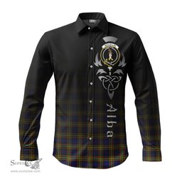 ScotsTee Shop Scottish MacLellan Modern Clan Crest Tartan Alba Gu Brath Celtic Inspired Tartan Long Sleeve Shirt
