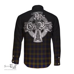 ScotsTee Shop Scottish MacLellan Modern Clan Crest Tartan Alba Gu Brath Celtic Inspired Tartan Long Sleeve Shirt