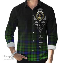 ScotsTee Shop Scottish Rollo Modern Clan Crest Tartan Alba Gu Brath Celtic Inspired Tartan Long Sleeve Shirt