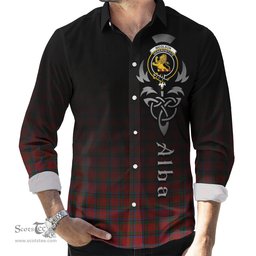 ScotsTee Shop Scottish Nicolson Clan Crest Tartan Alba Gu Brath Celtic Inspired Tartan Long Sleeve Shirt