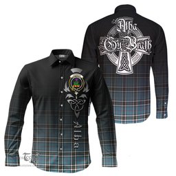 ScotsTee Shop Scottish Thomson Clan Crest Tartan Alba Gu Brath Celtic Inspired Tartan Long Sleeve Shirt