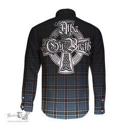 ScotsTee Shop Scottish Thomson Clan Crest Tartan Alba Gu Brath Celtic Inspired Tartan Long Sleeve Shirt