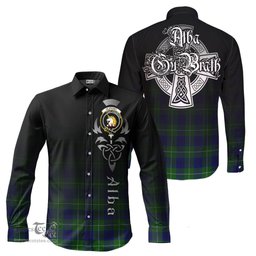 ScotsTee Shop Scottish Oliphant Modern Clan Crest Tartan Alba Gu Brath Celtic Inspired Tartan Long Sleeve Shirt