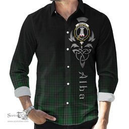 ScotsTee Shop Scottish MacLean of Duart Hunting Clan Crest Tartan Alba Gu Brath Celtic Inspired Tartan Long Sleeve Shirt