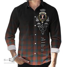 ScotsTee Shop Scottish Robertson Ancient Clan Crest Tartan Alba Gu Brath Celtic Inspired Tartan Long Sleeve Shirt