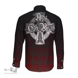 ScotsTee Shop Scottish Stewart of Galloway Clan Crest Tartan Alba Gu Brath Celtic Inspired Tartan Long Sleeve Shirt