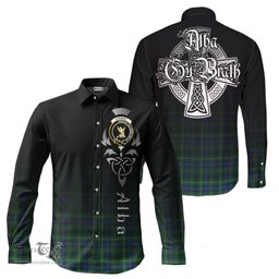 ScotsTee Shop Scottish Stewart Hunting Modern Clan Crest Tartan Alba Gu Brath Celtic Inspired Tartan Long Sleeve Shirt