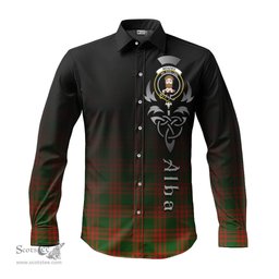 ScotsTee Shop Scottish Menzies Green Modern Clan Crest Tartan Alba Gu Brath Celtic Inspired Tartan Long Sleeve Shirt