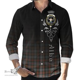 ScotsTee Shop Scottish Murray of Atholl Weathered Clan Crest Tartan Alba Gu Brath Celtic Inspired Tartan Long Sleeve Shirt