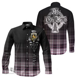 ScotsTee Shop Scottish MacPherson Hunting Modern Clan Crest Tartan Alba Gu Brath Celtic Inspired Tartan Long Sleeve Shirt