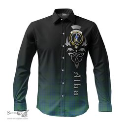 ScotsTee Shop Scottish Montgomery Ancient Clan Crest Tartan Alba Gu Brath Celtic Inspired Tartan Long Sleeve Shirt