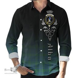 ScotsTee Shop Scottish Montgomery Ancient Clan Crest Tartan Alba Gu Brath Celtic Inspired Tartan Long Sleeve Shirt