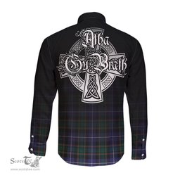 ScotsTee Shop Scottish MacRae Hunting Modern Clan Crest Tartan Alba Gu Brath Celtic Inspired Tartan Long Sleeve Shirt