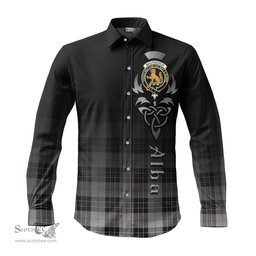 ScotsTee Shop Scottish MacPherson Dress Clan Crest Tartan Alba Gu Brath Celtic Inspired Tartan Long Sleeve Shirt