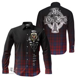 ScotsTee Shop Scottish Wishart Dress Clan Crest Tartan Alba Gu Brath Celtic Inspired Tartan Long Sleeve Shirt