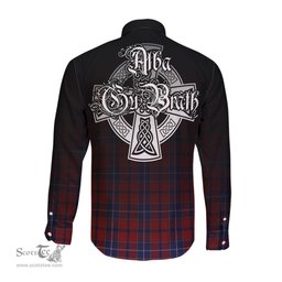 ScotsTee Shop Scottish Wishart Dress Clan Crest Tartan Alba Gu Brath Celtic Inspired Tartan Long Sleeve Shirt