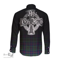 ScotsTee Shop Scottish Wood Modern Clan Crest Tartan Alba Gu Brath Celtic Inspired Tartan Long Sleeve Shirt