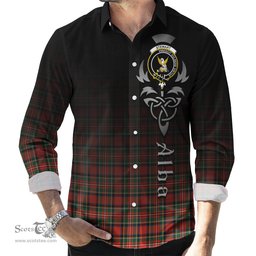 ScotsTee Shop Scottish Stewart Royal Modern Clan Crest Tartan Alba Gu Brath Celtic Inspired Tartan Long Sleeve Shirt