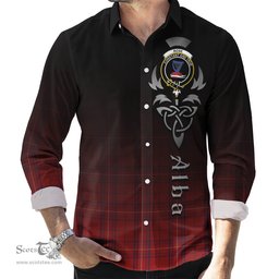 ScotsTee Shop Scottish Rose of Kilravock Clan Crest Tartan Alba Gu Brath Celtic Inspired Tartan Long Sleeve Shirt