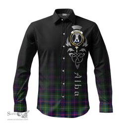 ScotsTee Shop Scottish Malcolm Clan Crest Tartan Alba Gu Brath Celtic Inspired Tartan Long Sleeve Shirt
