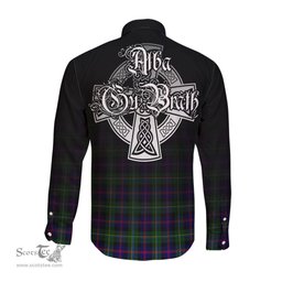 ScotsTee Shop Scottish Malcolm Clan Crest Tartan Alba Gu Brath Celtic Inspired Tartan Long Sleeve Shirt