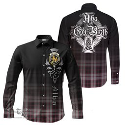 ScotsTee Shop Scottish MacPherson Clan Crest Tartan Alba Gu Brath Celtic Inspired Tartan Long Sleeve Shirt