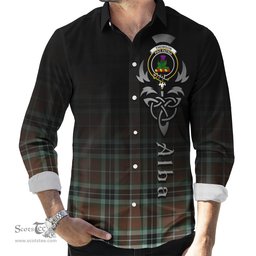 ScotsTee Shop Scottish Thomson Hunting Modern Clan Crest Tartan Alba Gu Brath Celtic Inspired Tartan Long Sleeve Shirt
