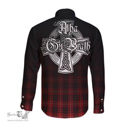 ScotsTee Shop Scottish Munro Black and Red Clan Crest Tartan Alba Gu Brath Celtic Inspired Tartan Long Sleeve Shirt