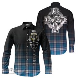 ScotsTee Shop Scottish Roberton Clan Crest Tartan Alba Gu Brath Celtic Inspired Tartan Long Sleeve Shirt