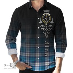 ScotsTee Shop Scottish Roberton Clan Crest Tartan Alba Gu Brath Celtic Inspired Tartan Long Sleeve Shirt
