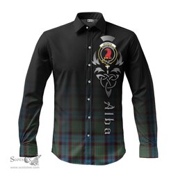 ScotsTee Shop Scottish MacNicol Hunting Clan Crest Tartan Alba Gu Brath Celtic Inspired Tartan Long Sleeve Shirt