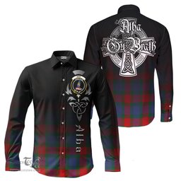 ScotsTee Shop Scottish Mar Clan Crest Tartan Alba Gu Brath Celtic Inspired Tartan Long Sleeve Shirt