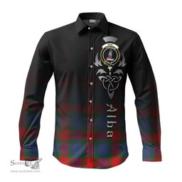 ScotsTee Shop Scottish Mar Clan Crest Tartan Alba Gu Brath Celtic Inspired Tartan Long Sleeve Shirt