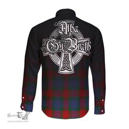 ScotsTee Shop Scottish Mar Clan Crest Tartan Alba Gu Brath Celtic Inspired Tartan Long Sleeve Shirt