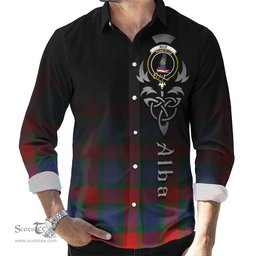 ScotsTee Shop Scottish Mar Clan Crest Tartan Alba Gu Brath Celtic Inspired Tartan Long Sleeve Shirt